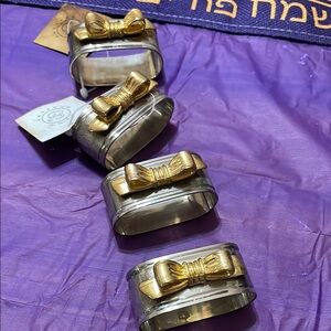Elegant Silver and Gold Bow Napkin Rings by Kemp Beatley